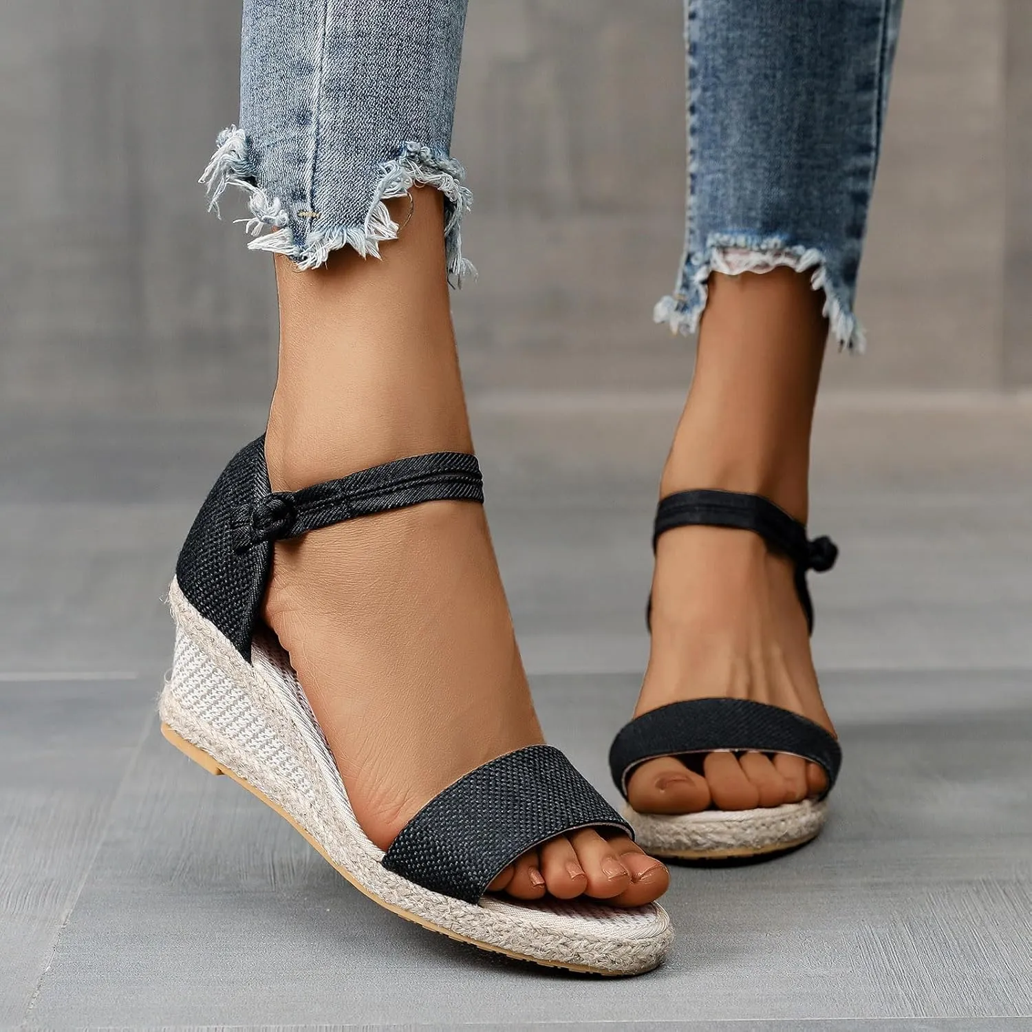 Women's Espadrille Platform Wedge Sandals Closed Toe Ankle Strap Lace up Summer Buckle Dress Slip On Fashion High Heels Square Open Casual Dressy Walking & Espadrilles Raffia Buckled Shoes