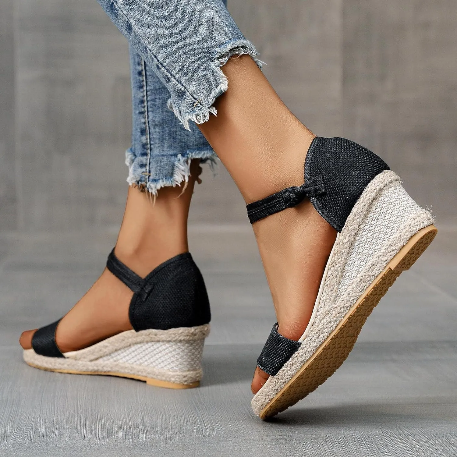 Women's Espadrille Platform Wedge Sandals Closed Toe Ankle Strap Lace up Summer Buckle Dress Slip On Fashion High Heels Square Open Casual Dressy Walking & Espadrilles Raffia Buckled Shoes