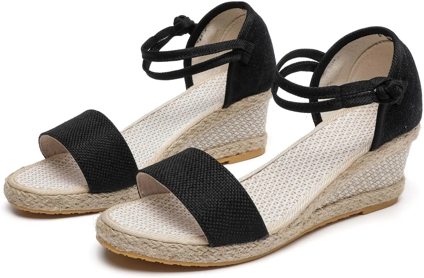 Women's Espadrille Platform Wedge Sandals Closed Toe Ankle Strap Lace up Summer Buckle Dress Slip On Fashion High Heels Square Open Casual Dressy Walking & Espadrilles Raffia Buckled Shoes