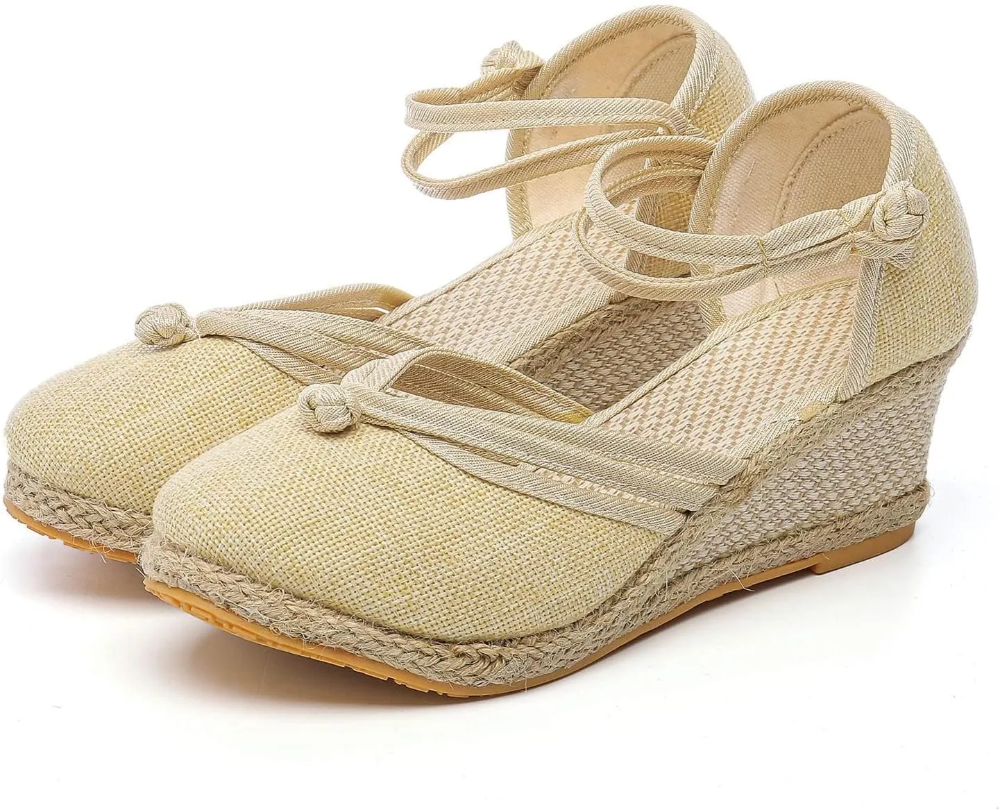 Women's Espadrilles Closed Toe Wedges Heels Sandals 2025 Women's Ankle Strap Closed Toe Dress Sandals Espadrilles Low Heel Canvas Dressy Summer Platform Wedge Casual Shoes