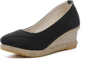 Women's Espadrilles Platform Heels Wedge Sandals Comfortable Breathable Slip On Woven Wedges Pumps Shoes Casual Supportive Cute Work Office Fashion Trendy Yoga Sandal