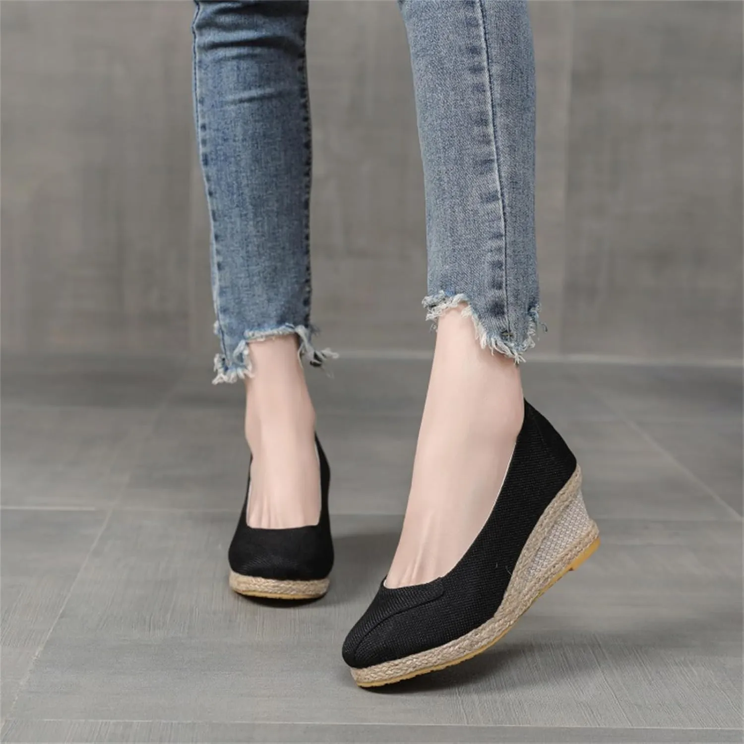 Women's Espadrilles Platform Heels Wedge Sandals Comfortable Breathable Slip On Woven Wedges Pumps Shoes Casual Supportive Cute Work Office Fashion Trendy Yoga Sandal