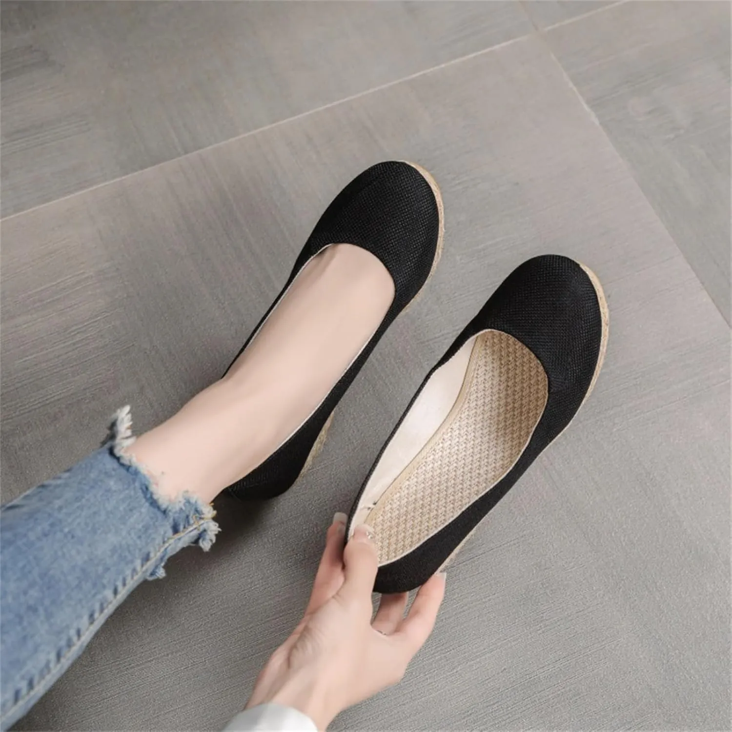 Women's Espadrilles Platform Heels Wedge Sandals Comfortable Breathable Slip On Woven Wedges Pumps Shoes Casual Supportive Cute Work Office Fashion Trendy Yoga Sandal