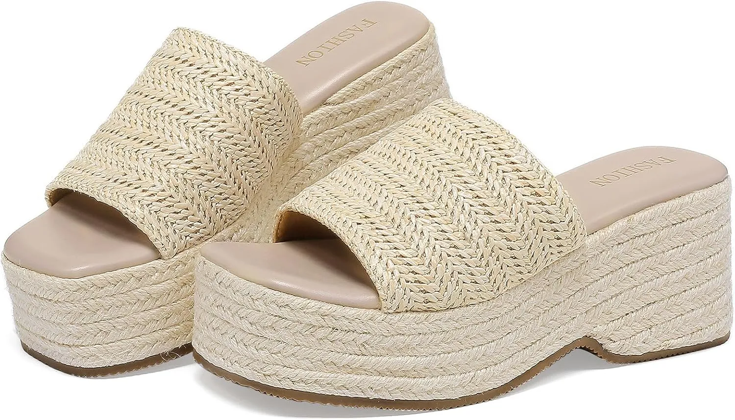 Women's Espadrilles Platform Sandals Wedges Slides Open Toe Slip on Shoes for women Summer Comfortable Woven Casual Beach Shoes