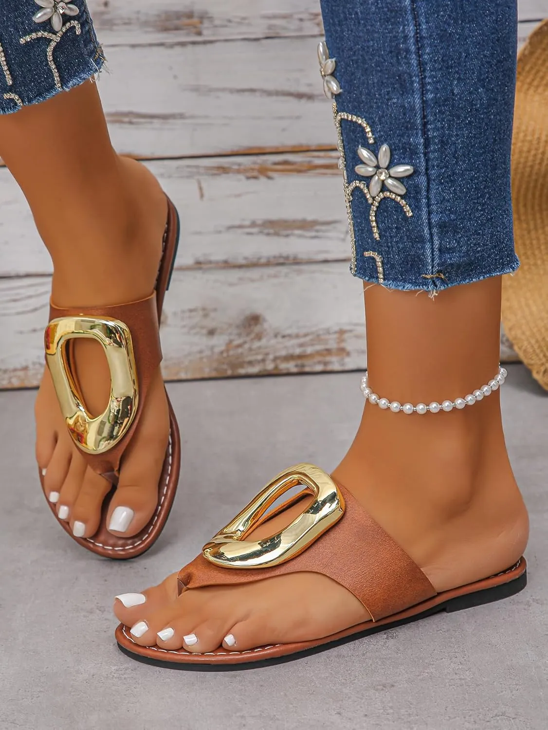 Women's Flat Mules with Light Purple Sequin Flower Decorations – Summer Slip-On Shoes for Vacations, Beach Walks, and Casual Romantic Outfits
