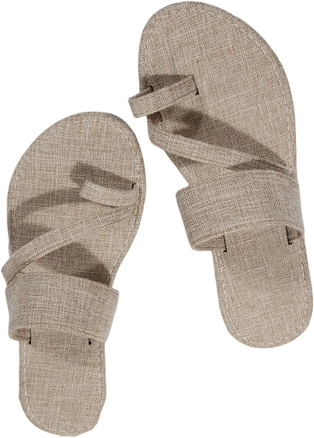 Womens Flat Sandals, Fashion Lady Casual Split Toes Slides, Summer Flip Flops Slingback Sandals, Comfortable Denim Solid Slip-On Sandals, Outdoor Lightweight Ring Thongs Walking Shoes