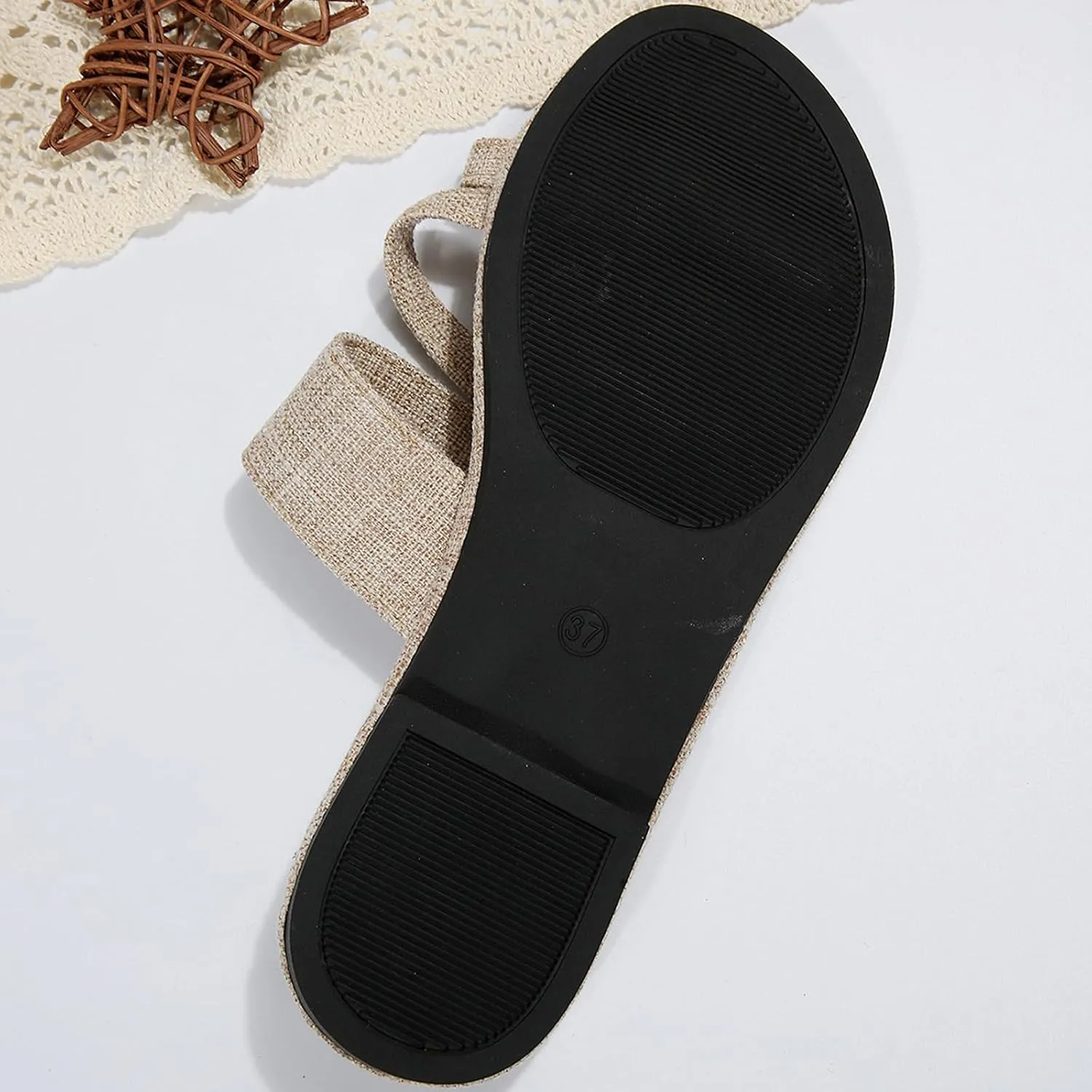 Womens Flat Sandals, Fashion Lady Casual Split Toes Slides, Summer Flip Flops Slingback Sandals, Comfortable Denim Solid Slip-On Sandals, Outdoor Lightweight Ring Thongs Walking Shoes