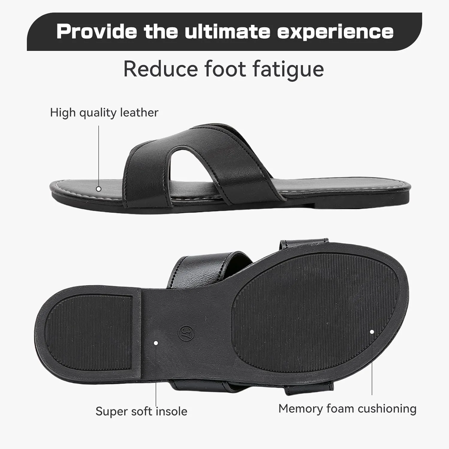 Women's Flat Slide Sandals Summer Open Toe Slip On Casual Beach Slippers, Wide Widths Available 5-11