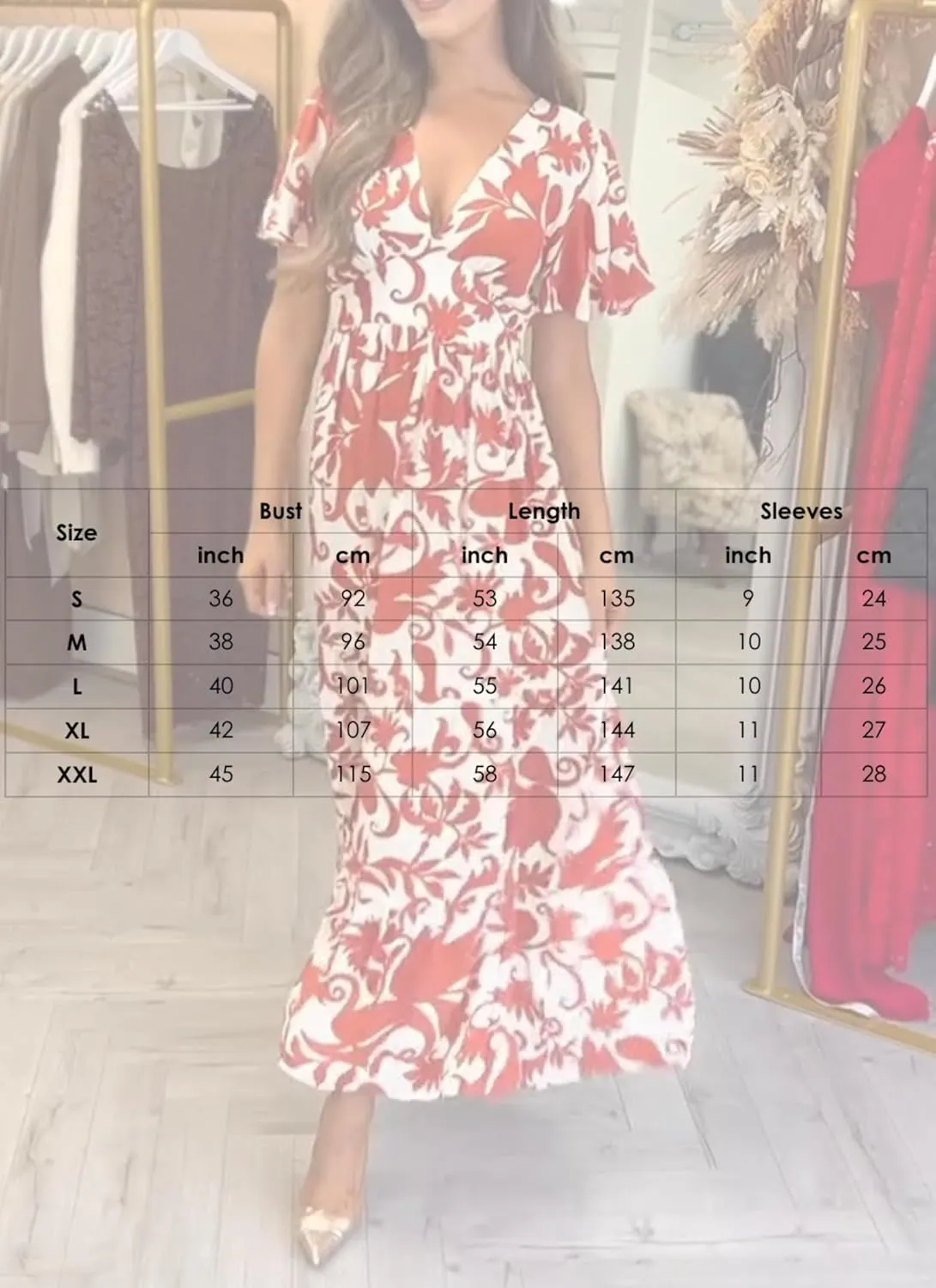 Women's Floral Print V-Neck Short Sleeve Midi Dress Summer Flowy Loose Fit Beach Vacation Party Casual Dress