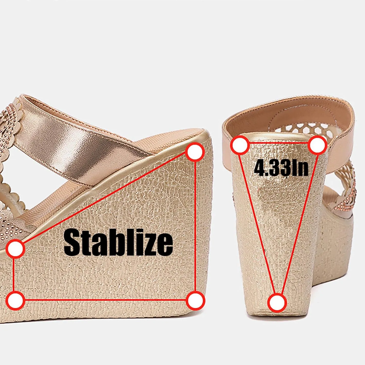Women'S Leather Hollow Out Peep Toe Platform Wedge Slide Sandals Fashion Slip On Round Open Toe Comfort Chunky Dress Mules Summer Lightweight Non-Slip Beach Walking Slipper Shoes