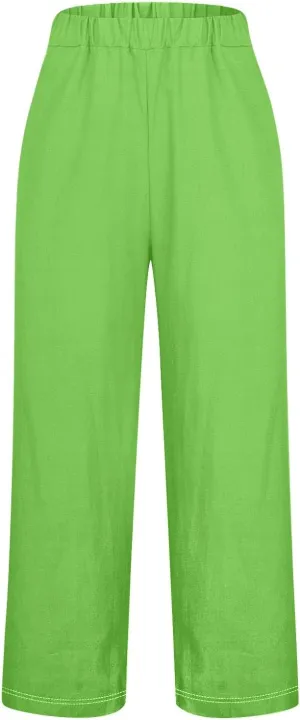 Womens Linen Summer Pants Casual Cotton and Linen Long Pants Linen Pants for Women Petite Short