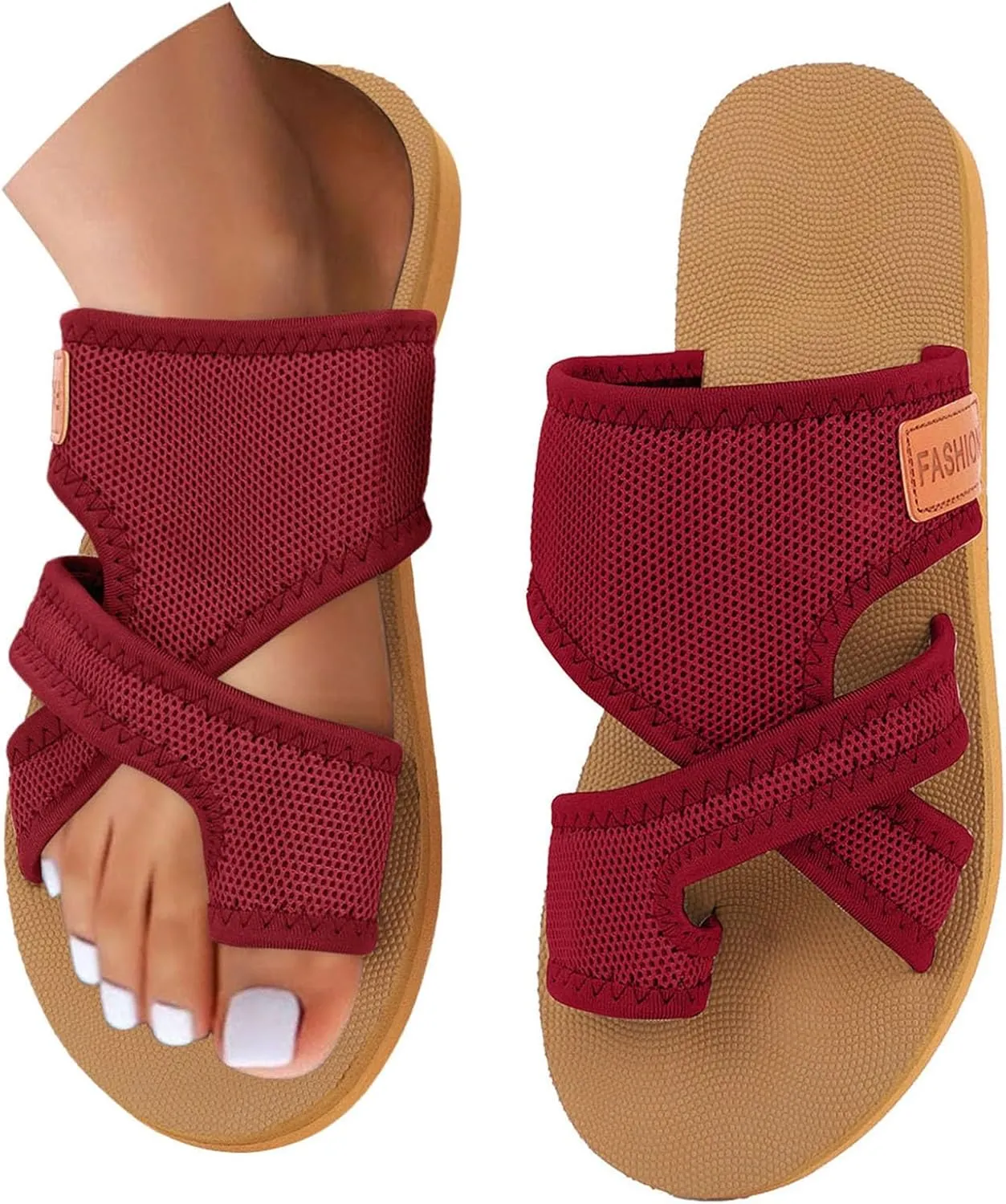 Womens Mesh Sandals 2025 Trendy Hollow Slide Sandals Orthopedic Shoes Breathable Casual Extra Wide Slippers Flat Shoe