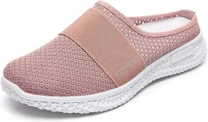 Womens Mules Comfortable Orthopedic Shoes with Arch Support Breathable Hollow Out Clogs Lightweight Open Back Shoes Diabetic Air-Cushion Slip-On Walking Shoe Closed Toe Mules
