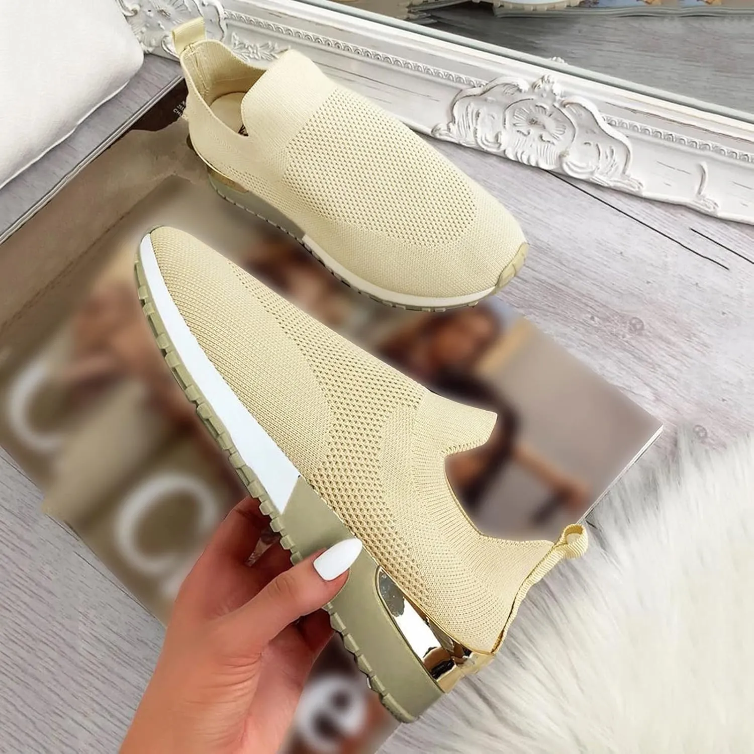 Womens Non Slip Work Shoes Slip On Water Resistant Tennis Shoes Men Mesh Ladies Casual Shoes High Top Sneakers Platform Tennis Shoe Loafers Shoe