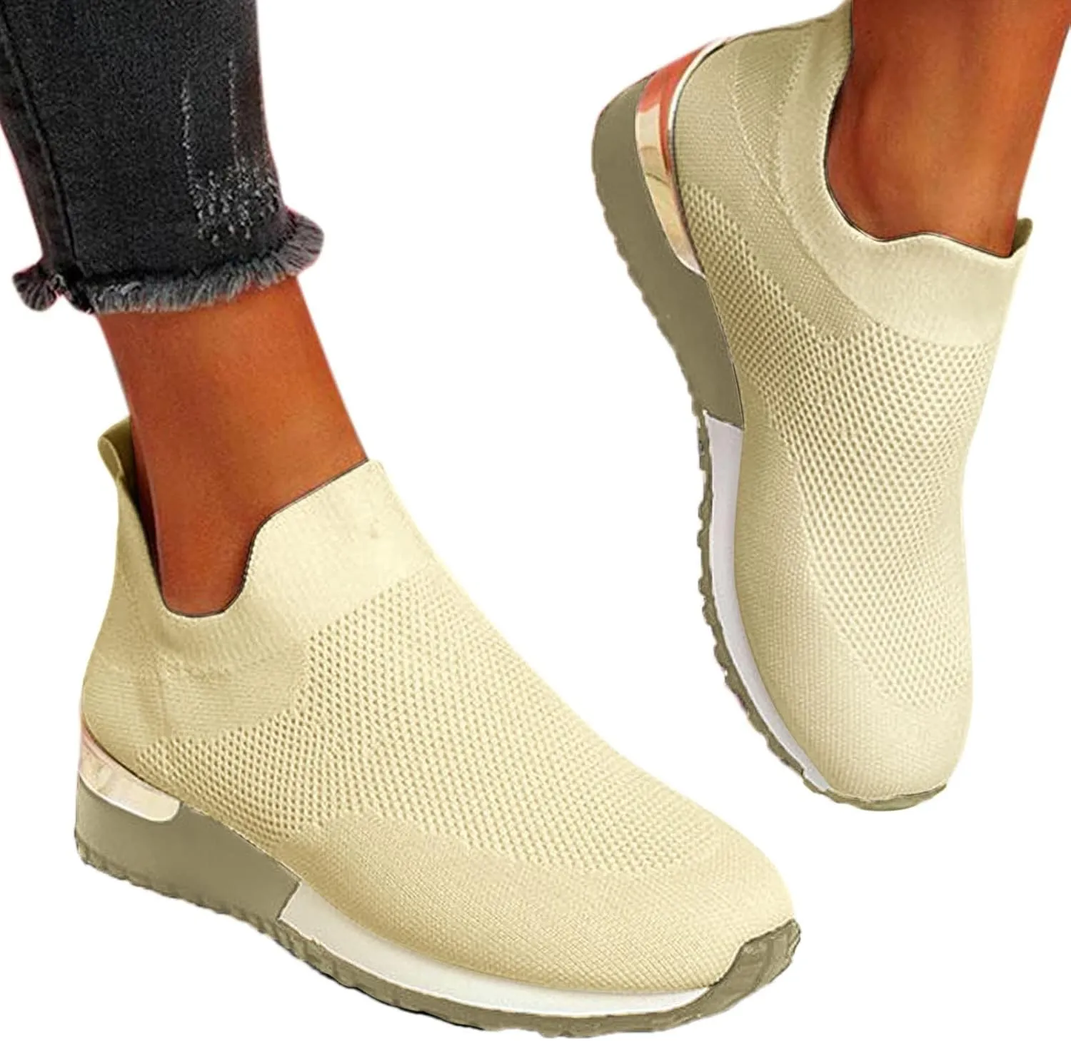 Womens Non Slip Work Shoes Slip On Water Resistant Tennis Shoes Men Mesh Ladies Casual Shoes High Top Sneakers Platform Tennis Shoe Loafers Shoe