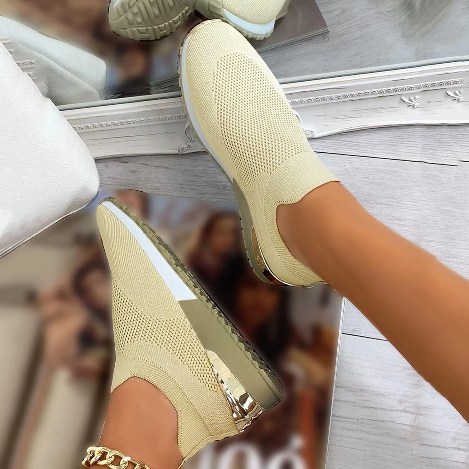 Womens Non Slip Work Shoes Slip On Water Resistant Tennis Shoes Men Mesh Ladies Casual Shoes High Top Sneakers Platform Tennis Shoe Loafers Shoe
