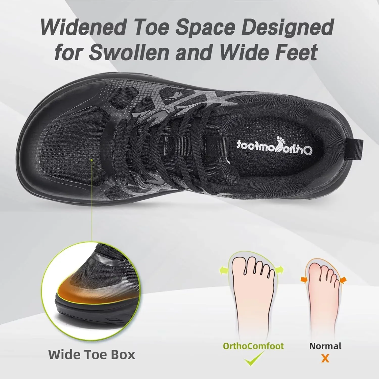 Women's Orthopedic Diabetic Wide Running Shoes: Comfortable Casual Arch Support Plantar Fasciitis Orthotic Sneakers, High Arch Swollen Work Tennis Sports Shoes for Foot and Heel Pain Relief