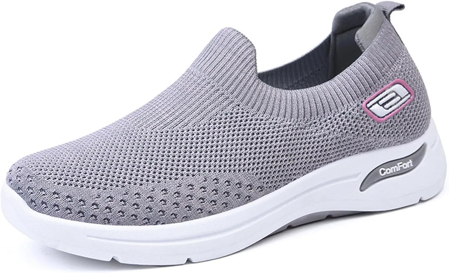 Womens Orthopedic Shoes Breathable Lightweight with Arch Support Sneakers Soft Knitted Slip-On Running Jogging Shoe Casual Comfortable Slip Ins Workout Tennis Shoes Mesh Trainers