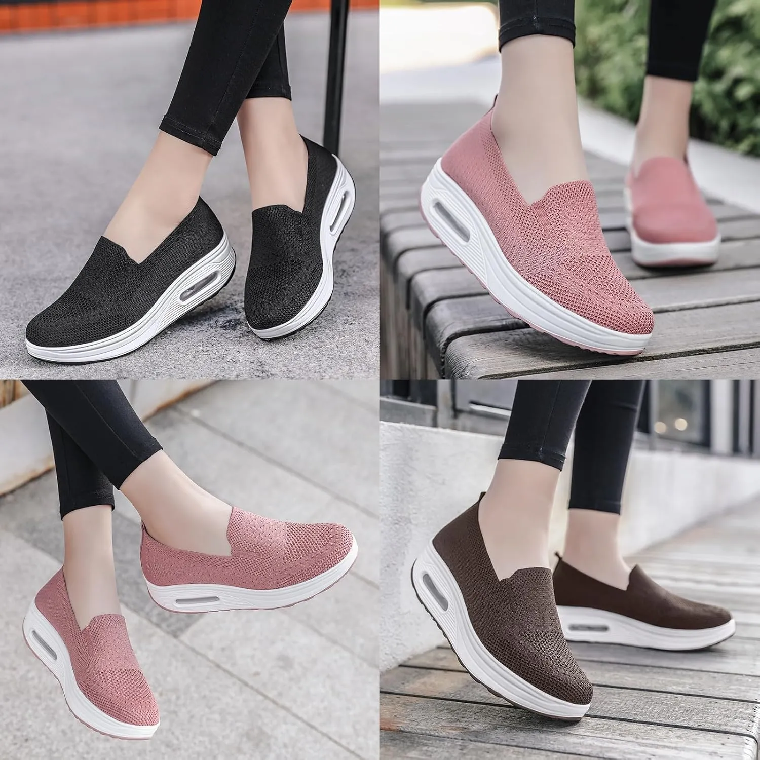 Women's Orthopedic Walking Shoes, Slip-On Non-Slip Light Air Cushion Orthopedic Sneakers for Arch Support