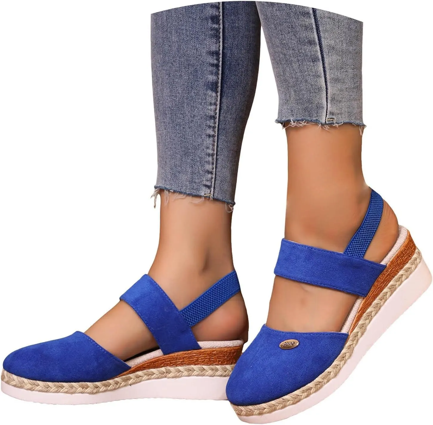 Women's Orthopedic Wedge Platform Sandals, Grey, Closed Toe, Ankle Strap, Comfortable, Casual