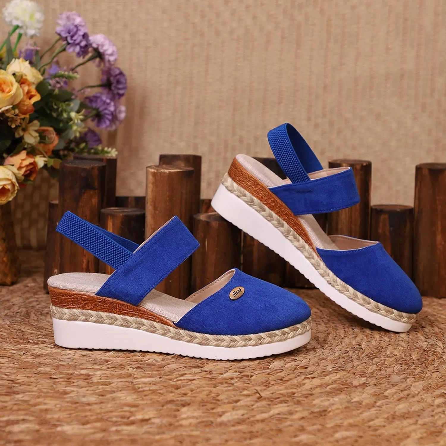 Women's Orthopedic Wedge Platform Sandals, Grey, Closed Toe, Ankle Strap, Comfortable, Casual
