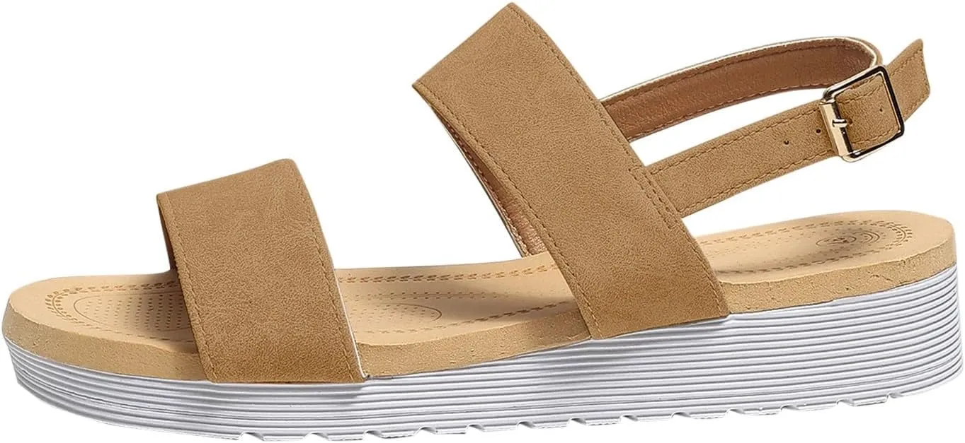 Womens Platform Sandals Non Slip & Lightweight Strap Wedge Sandals for Women 2025 Women's Ankle Strap Low Wedge Sandals