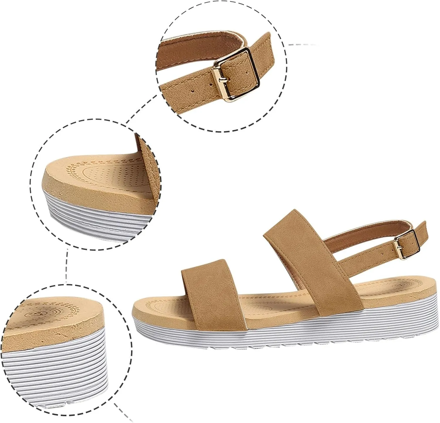 Womens Platform Sandals Non Slip & Lightweight Strap Wedge Sandals for Women 2025 Women's Ankle Strap Low Wedge Sandals