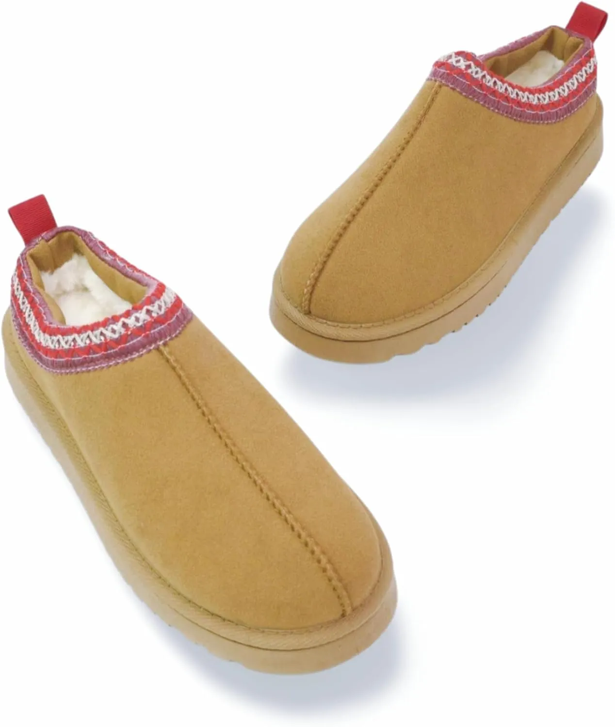 Women's Platform Slippers Winter Mini Boots Anti-Slip Suede Slip on Women Sneakers Fur Lined House Slippers for Indoor Outdoor