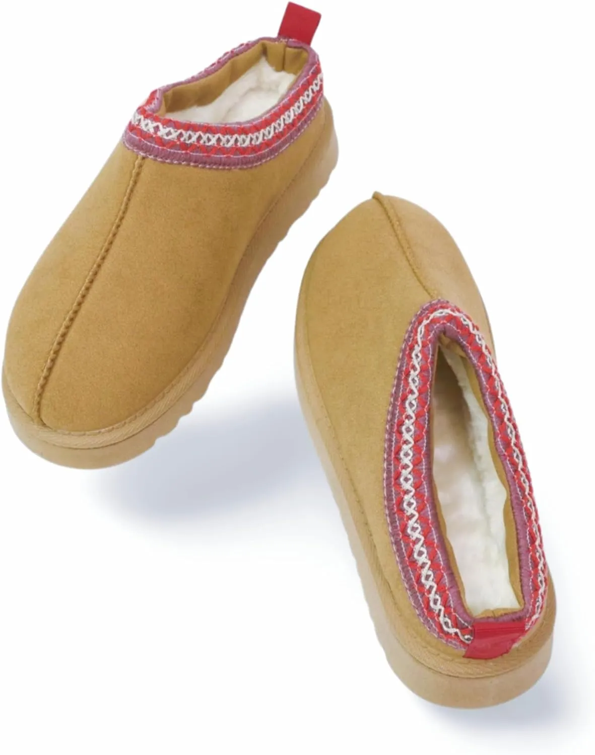 Women's Platform Slippers Winter Mini Boots Anti-Slip Suede Slip on Women Sneakers Fur Lined House Slippers for Indoor Outdoor