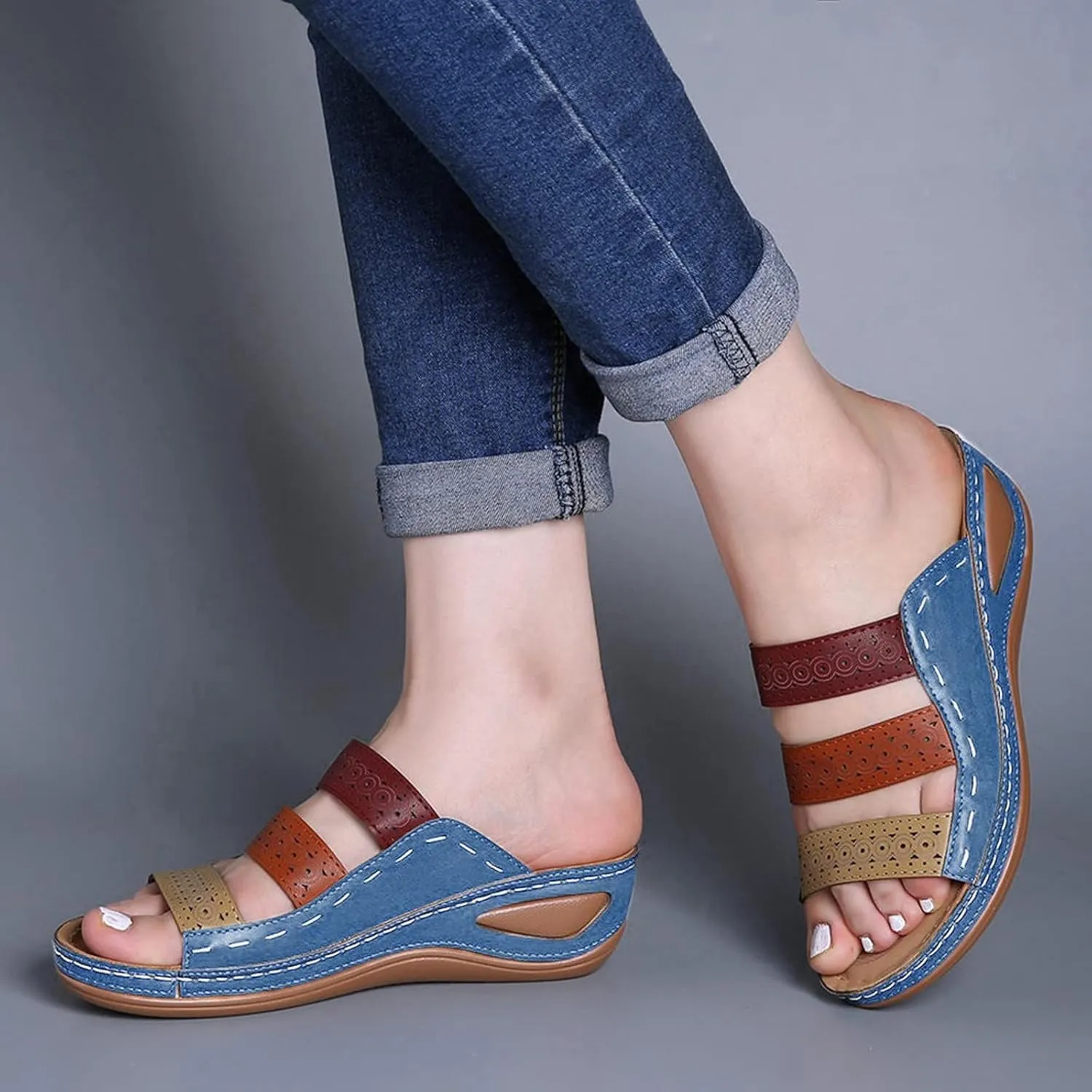 Womens Sandals Dressy, Womens Sandals Orthopedic Open Toe Sandals Retro Anti Slip Comfy Breathable Shoes