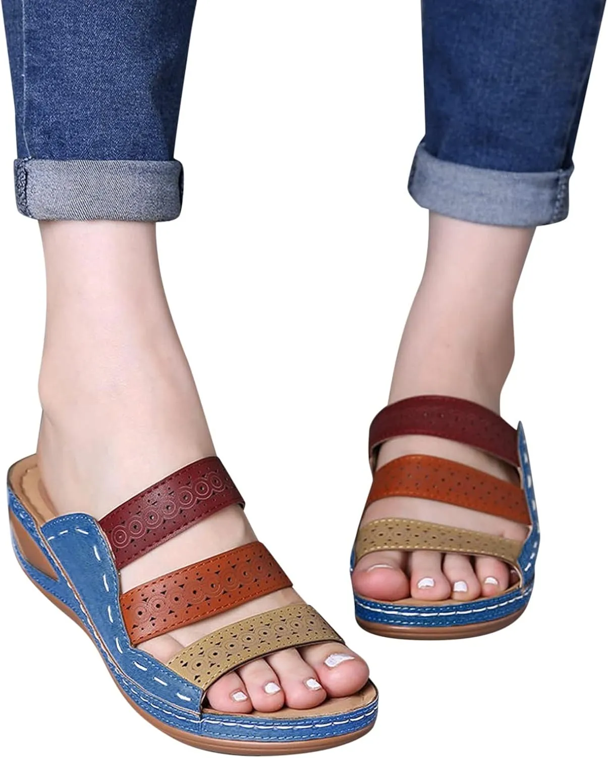 Womens Sandals Dressy, Womens Sandals Orthopedic Open Toe Sandals Retro Anti Slip Comfy Breathable Shoes