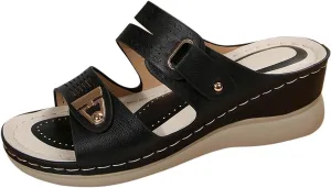 Womens Sandals Wedge Comfortable Orthopedic Wedge Slides Slippers Dressy Summer Walking Sandal Breathable Open Toe Sandals Slip On Indoor Outdoor