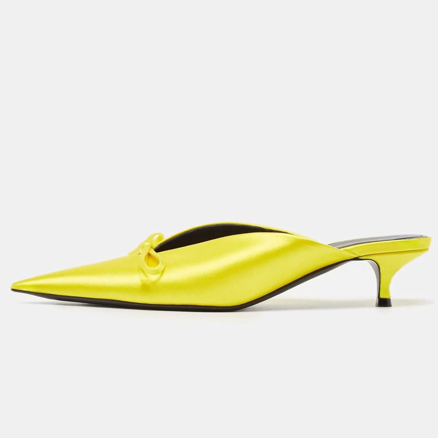 Women's Sexy Pointed Toe Mule Heels Cute Bows Slip On Kitten Heel Mules Comfort Low Heel Closed Toe Wedding Work Dressy Pumps for Women