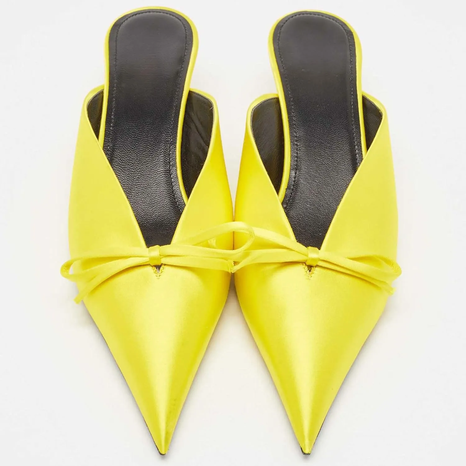 Women's Sexy Pointed Toe Mule Heels Cute Bows Slip On Kitten Heel Mules Comfort Low Heel Closed Toe Wedding Work Dressy Pumps for Women