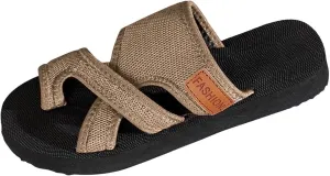 Womens Slide Sandals with Arch Support Adjustable Orthopedic Flip Flops Walking Summer Shoes Summer Casual Mesh Flats Slippers Breathable Comfortable