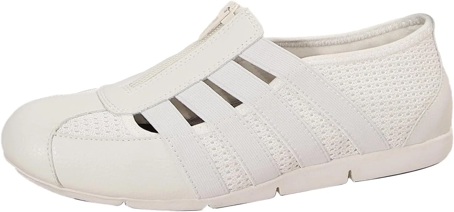 Women's Slip-On Loafers for Gyming Breathable Walking Shoes Lightweight Casual Sneaker with Zipper