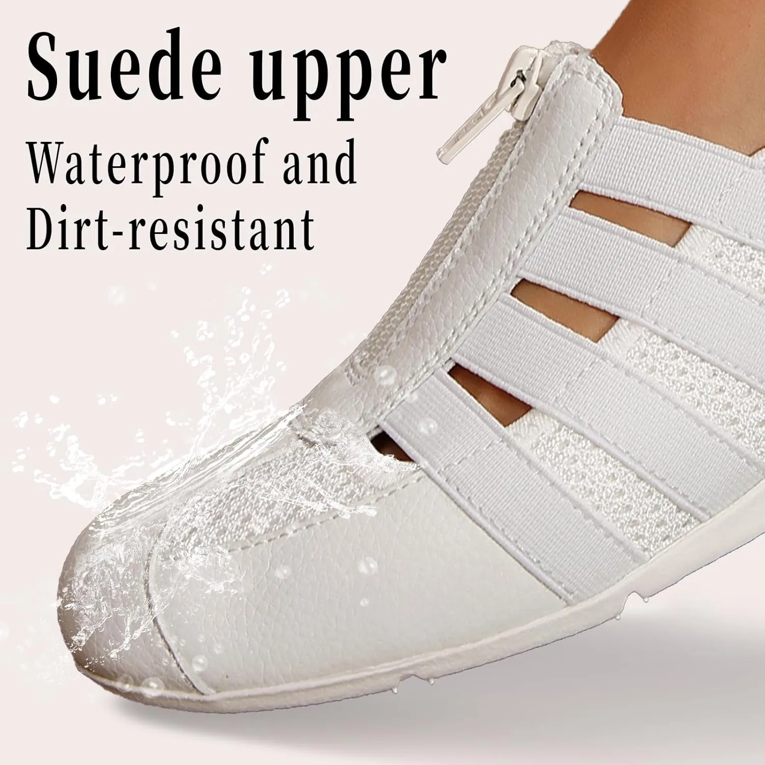 Women's Slip-On Loafers for Gyming Breathable Walking Shoes Lightweight Casual Sneaker with Zipper