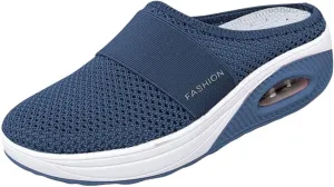 Women's Slip On Mules with Arch Support Orthopedic Walking Shoes Air Cushion Breathable Mesh Breathable Slippers Closed Toe Slides Health Walking Sneakers Summer Casual Shoes