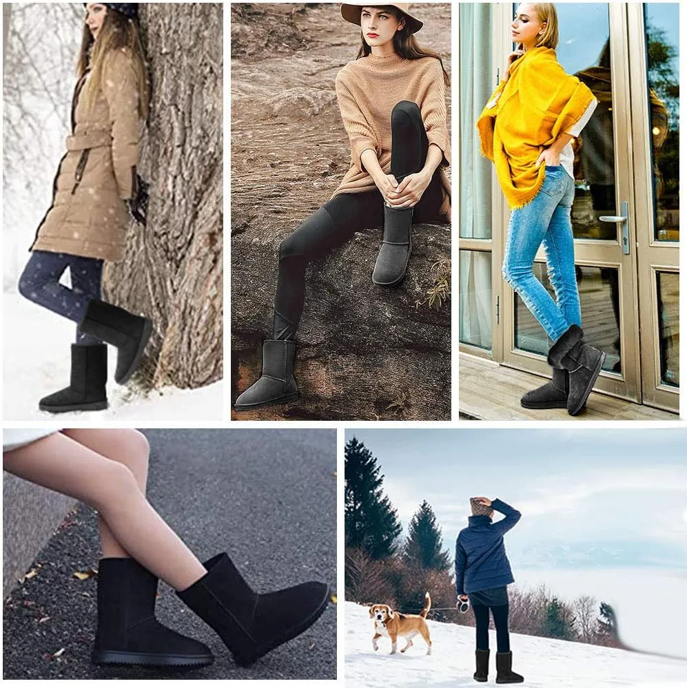 Women's Snow Boots Mid-Calf Fur Lined Warm Classic Winter Shoes for Women Outdoor Anti-slip