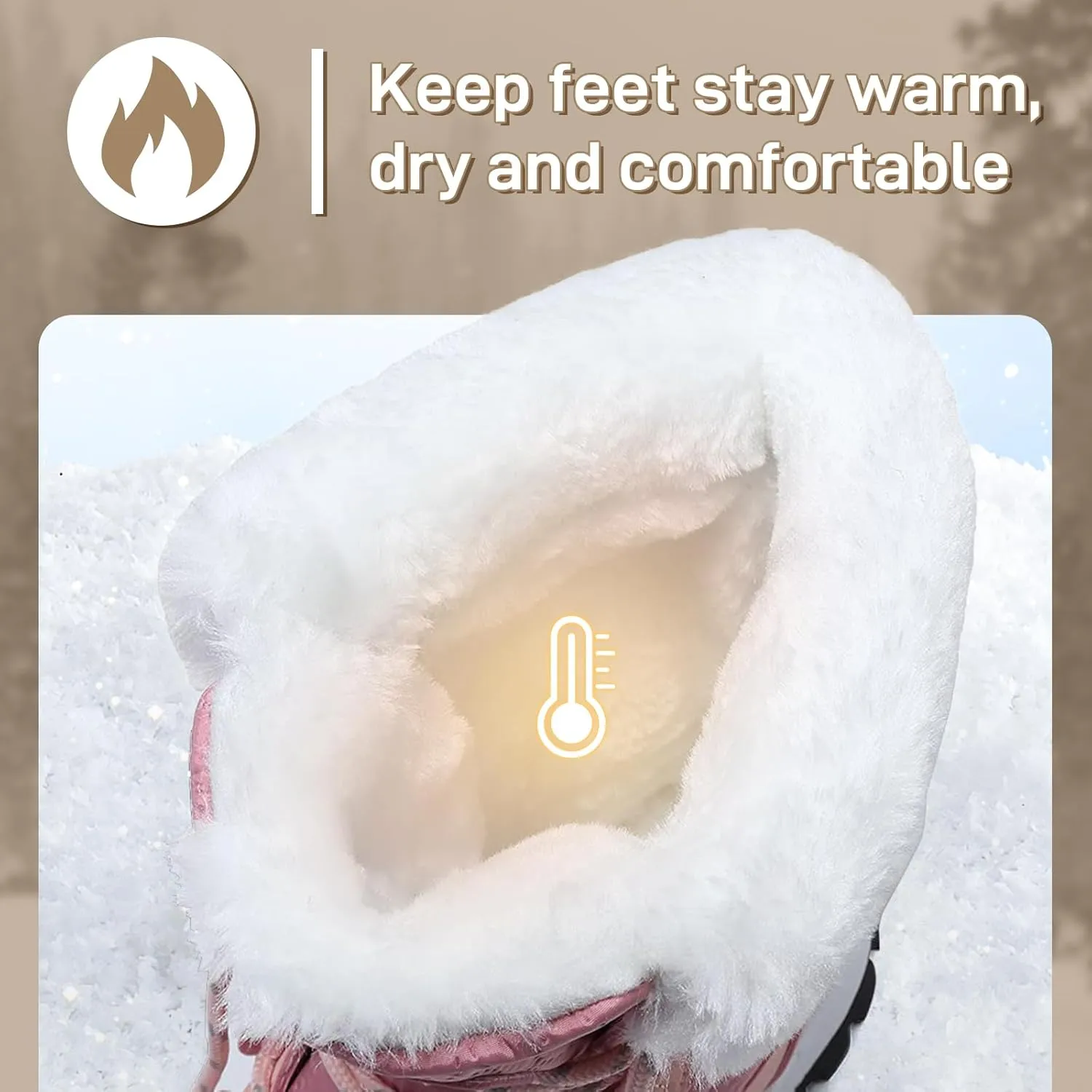 Womens Snow Boots Warm Fur Lined Winter Boots Anti Slip Ankle Boots Mid Calf Snowboots Waterproof and Cold-Resistant Outdoor Walking Shoes for Women Ladies Girls