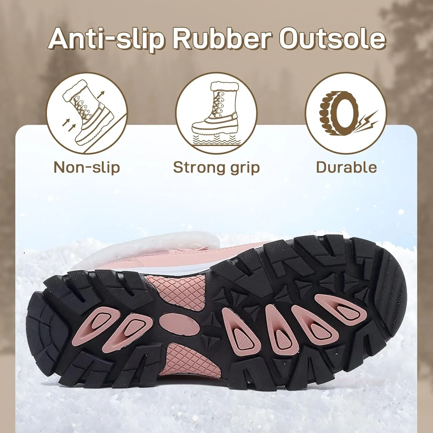 Womens Snow Boots Warm Fur Lined Winter Boots Anti Slip Ankle Boots Mid Calf Snowboots Waterproof and Cold-Resistant Outdoor Walking Shoes for Women Ladies Girls