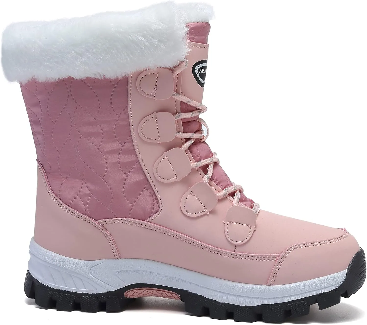 Womens Snow Boots Warm Fur Lined Winter Boots Anti Slip Ankle Boots Mid Calf Snowboots Waterproof and Cold-Resistant Outdoor Walking Shoes for Women Ladies Girls