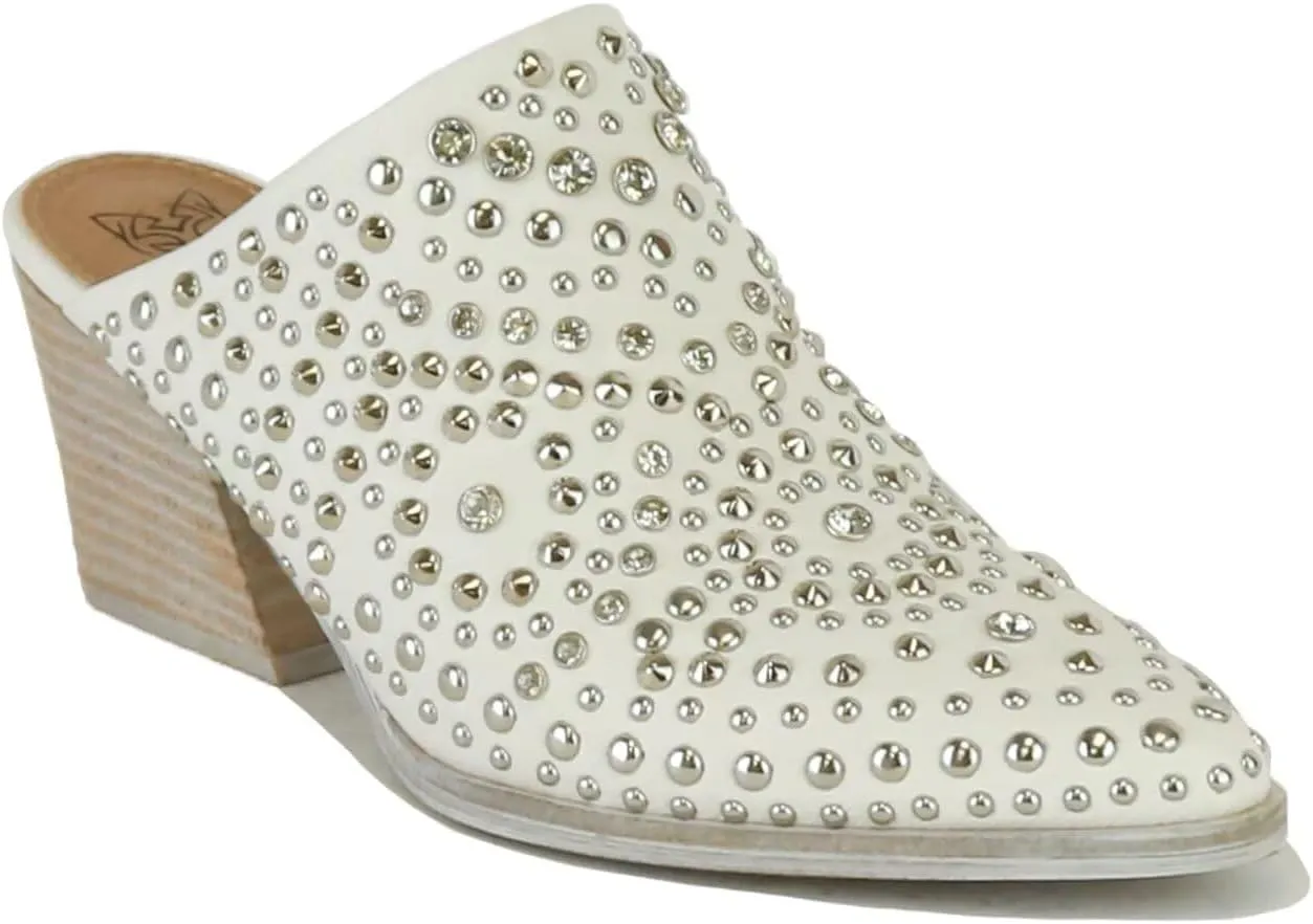 Women's Studded Mule Western Mule Stacked Block Heels Mules Comfort Pointed Toe Backless Slip on Slides Loafer Shoes