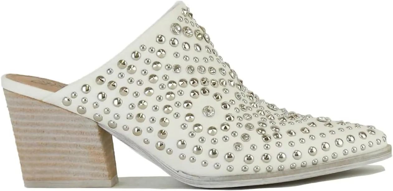 Women's Studded Mule Western Mule Stacked Block Heels Mules Comfort Pointed Toe Backless Slip on Slides Loafer Shoes