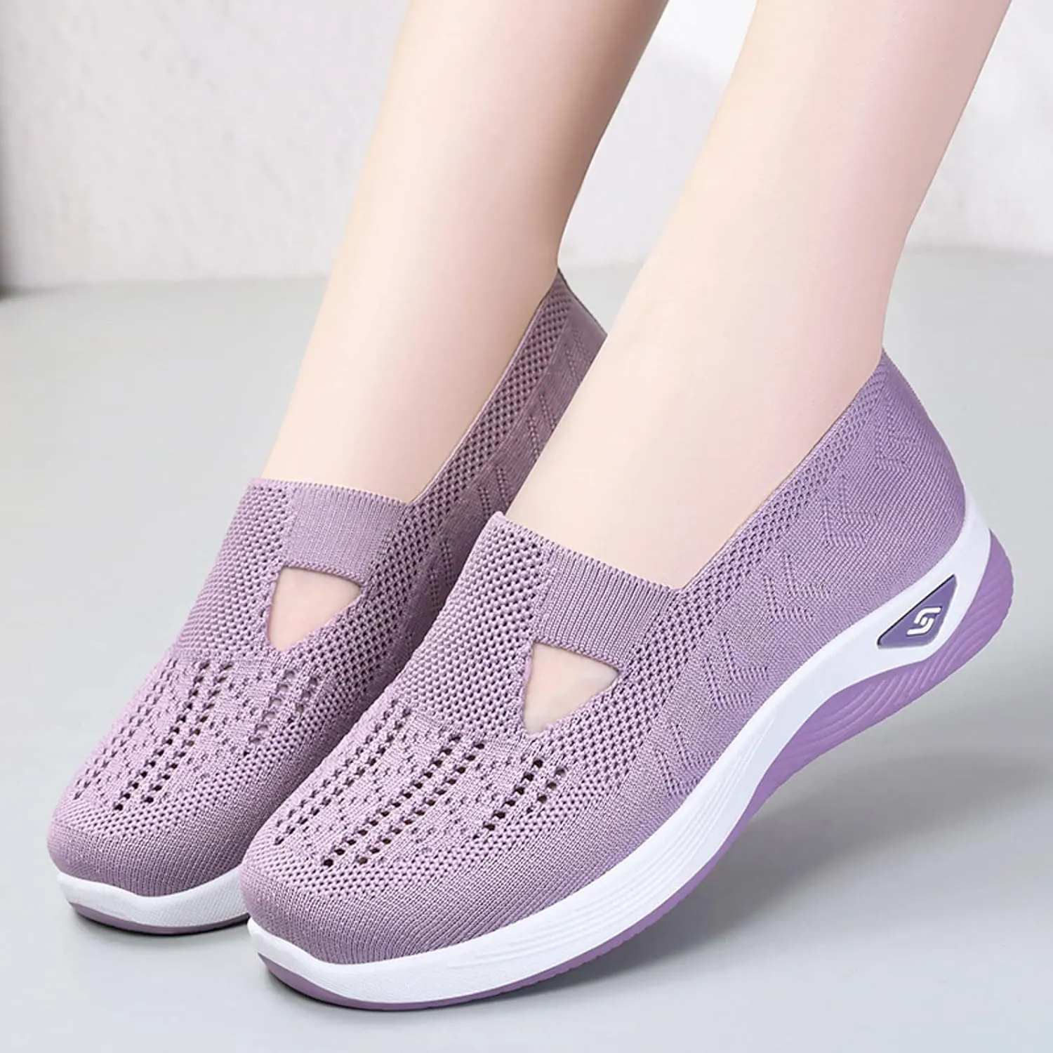 Women's Walking Shoes Orthotic Walking Sneakers Wide Width Non-Slip Sneakers Adjustable Breathable Platform Mesh Sandals