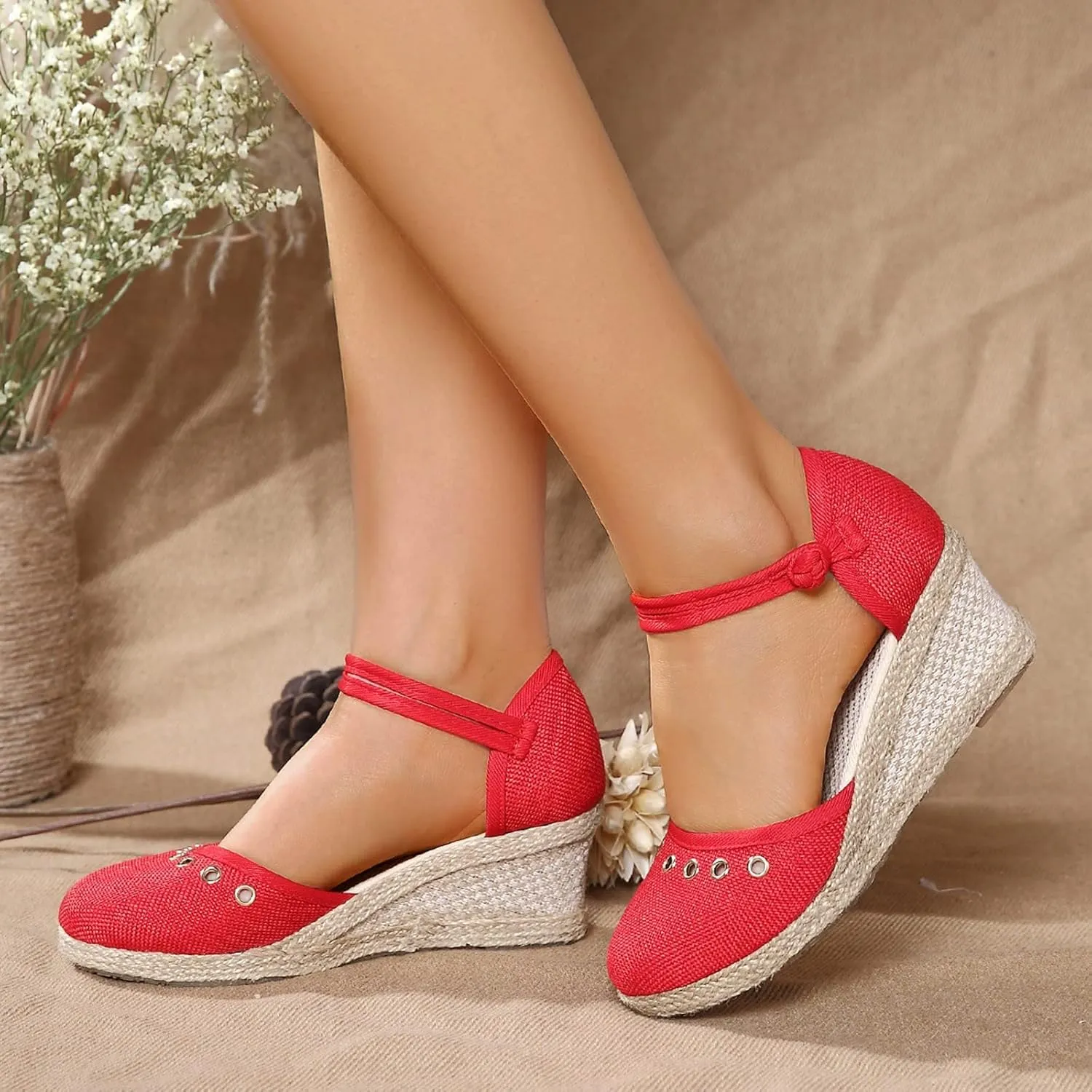 Womens Wedge Platform Espadrilles Slide Sandals Slip On Slingback Closed Toe Ankle Strap Flat Low Heel Wedges Sandal Summer Casual Dressy Espadrille Shoes Comfortable Breathable Wedding Sandals