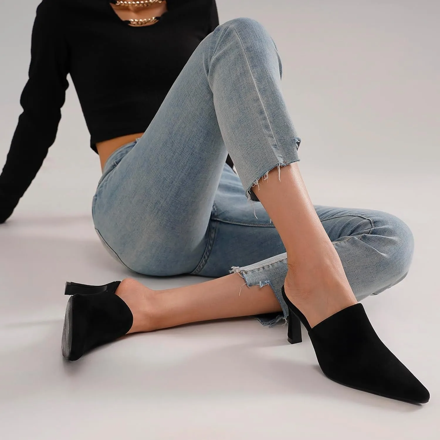 Women's Western Mules: Kitten Heel, Pointed Toe, Slip-On, Backless Slides, Available in Black, Taupe, Blush, Camel, Gold