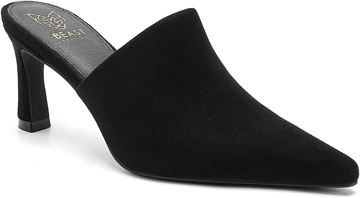 Women's Western Mules: Kitten Heel, Pointed Toe, Slip-On, Backless Slides, Available in Black, Taupe, Blush, Camel, Gold