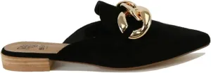 Women's White Buckle Mules: Pointed Toe, Flat Heel, Slip On, Casual Mule Shoes