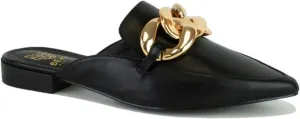 Women's White Buckle Mules: Pointed Toe, Flat Heel, Slip On, Casual Mule Shoes